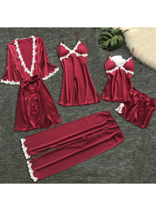 Nightgown and Robe Set for Women Floral Nightshirt Soft Kimono Robe Women Satin  Bathrobe Pajama Set Cami Sleepwear 