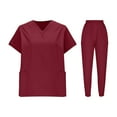 thumbnail image 1 of TMOYZQ Scrubs for Women Set V-Neck Top Drawstring Jogger Scrub Pants Stretch Nursing Scrubs Set Uniform with Large Pockets, 1 of 9