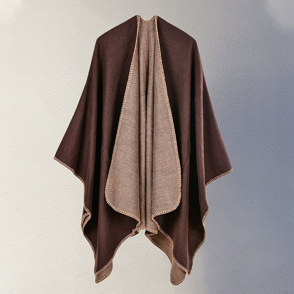 TMOYZQ Shawl Wraps for Women Warm Cape Cardigan Open Front Shawls Soft Capes Scarf Solid Color Blanket Wraps Warm Sweater Shawl on Clearance
