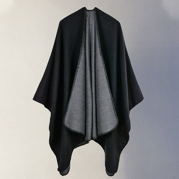 TMOYZQ Shawl Wraps for Women Warm Cape Cardigan Open Front Shawls Soft Capes Scarf Solid Color Blanket Wraps Warm Sweater Shawl on Clearance