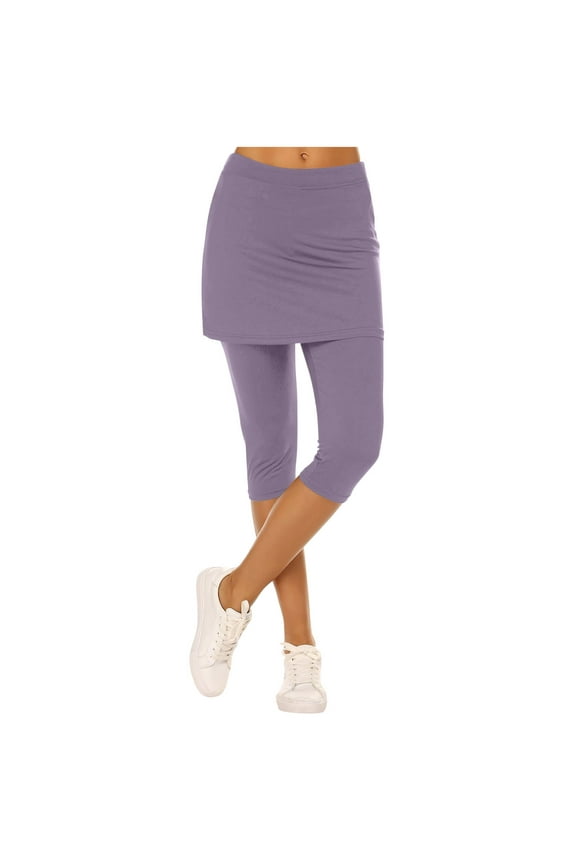 Skirted Leggings for Women High Waist Comfy Stretch Tennis Golf Skorts Capris Gym Yoga Legging with Skirts Activewear