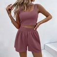 thumbnail image 1 of TMOYZQ Summer Outfits for Women 2025 Vacation Beach 2 Pieces Crop Tank Top and Shorts Matching Sets Casual Loungewear, 1 of 8