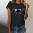 thumbnail image 1 of Cxenplz Summer Tops for Women Graphic Vintage Tshirts Concert Loose Tee Y2K Summer Skull'N Flowers Short Sleeve Tops, 1 of 6