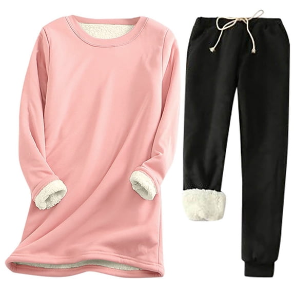TMOYZQ Sweatsuits for Women Sets 2 Piece Outfits Casual Lounge Sets Two Piece Crewneck Long Sleeve Thick Sweatshirt and Drawstring Elastic Waist Sweatpants Sets S-5XL