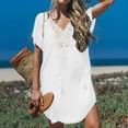 thumbnail image 1 of TMOYZQ Swimsuit Coverup for Women Cut Out Lace Crochet V Neck Bathing Suit Cover Up Dress Beach Cover Ups for Bikini Swimwear, 1 of 9