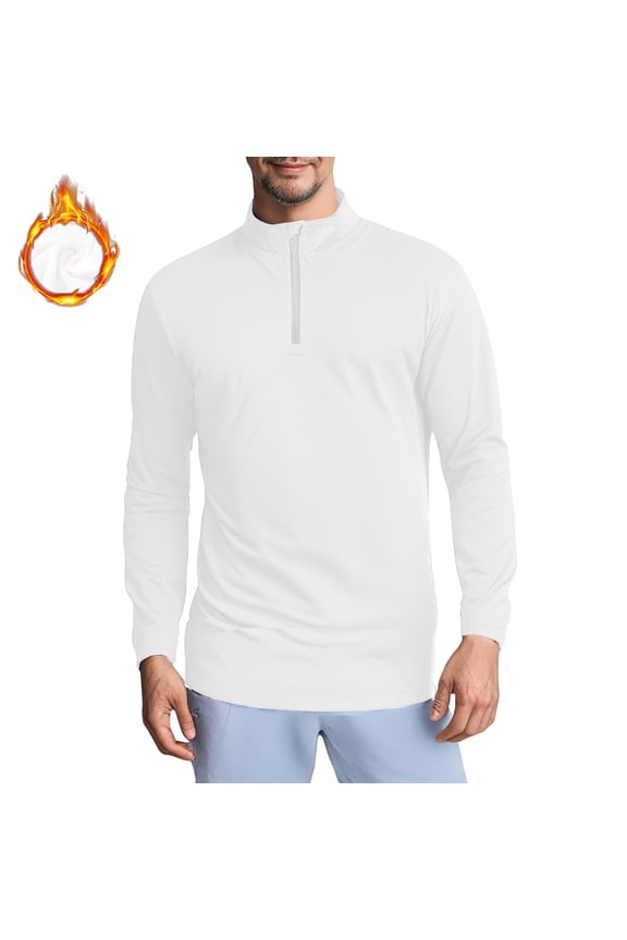 Thermal Underwear for Men Quarter Zip Pullover Fleece Lined Long Sleeve Golf Shirts Midweight 1/4 Half Zip Sweatshirts Slim Fit Outdoor Sweatshirt