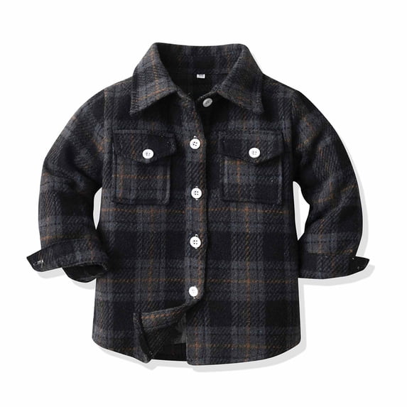 TMOYZQ Toddler Baby Boys Girls Plaid Flannel Shirt Jacket Long Sleeve Button Down Casual Shacket Infant Little Kids Coats Cardigan Tops Outerwear Fall Winter Clothes with Pockets for 3M-6T