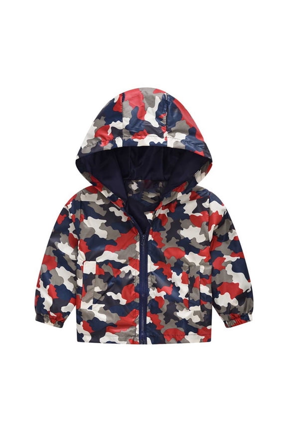 Toddler Baby Boys Girls Waterproof Raincoat with Hood, Kids Cute Print Full-Zip Lightweight Outdoor Hooded Rain Jacket Windbreaker Coat Outerwear, 2-7T