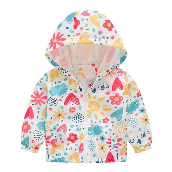 TMOYZQ Toddler Baby Boys Girls Waterproof Raincoat with Hood, Kids Cute Print Full-Zip Rain Coats Lightweight Outdoor Hooded Rain Jacket Windbreaker Outerwear with Pockets, 2-7T