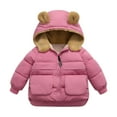 thumbnail image 1 of TMOYZQ Toddler Baby Boys Girls Winter Coats with Pockets, Cute Bear Ear Fleece Hoods Parka Coat Newborn Infant Kids Lightweight Puffer Jacket Outerwear, 12M-6T, 1 of 1
