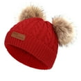 thumbnail image 1 of TMOYZQ Toddler Baby Girls Boys Winter Hats with Double Poms, Soft Thick Warm Ribbed Chunky Cable Knit Hats Skull Caps for 1-11 Years Old Kids, 1 of 1