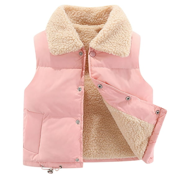 TMOYZQ Toddler Boys Girls Fleece Vest Waistcoat Down Jacket Winter Warm Sleeveless Casual Solid Color Waistcoat Unisex Classic Fleece Thick Comfort Outwear