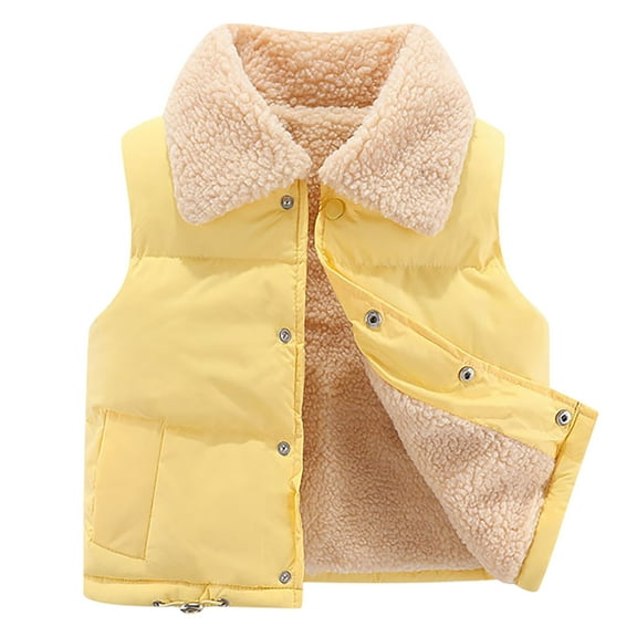 TMOYZQ Toddler Boys Girls Fleece Vest Waistcoat Down Jacket Winter Warm Sleeveless Casual Solid Color Waistcoat Unisex Classic Fleece Thick Comfort Outwear