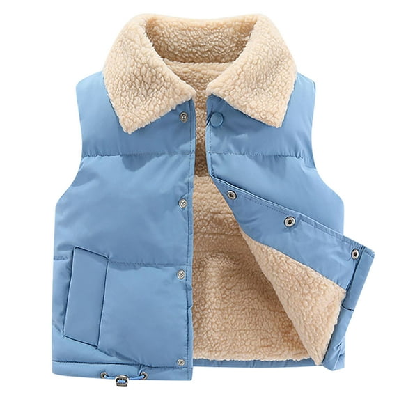 TMOYZQ Toddler Boys Girls Fleece Vest Waistcoat Down Jacket Winter Warm Sleeveless Casual Solid Color Waistcoat Unisex Classic Fleece Thick Comfort Outwear