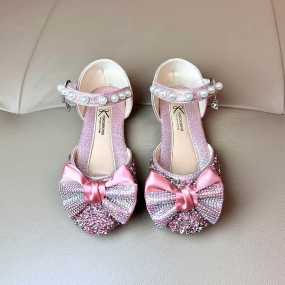 TMOYZQ Toddler Dress Shoes Flower Girl Shoes for Weeding Cute Toddler Mary Jane Shoes Lace Flore Ballet Flat for Walking, Jumping