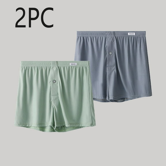 TMOYZQ 2 PC Men's Boxers Underwear Boxer Shorts Classic Lounge Loose Stretch Ribbed Knit Pajama Shorts