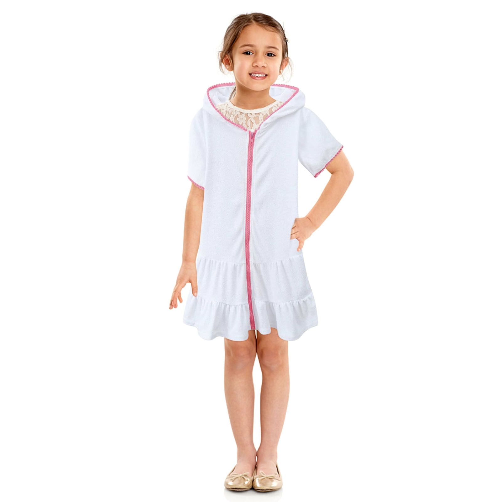 TMOYZQ Toddler Girls Swimsuit Cover Ups Long Sleeve Hooded Terry ZipUp