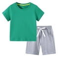 thumbnail image 1 of TMOYZQ Toddler Kids Girls Boys Tracksuit Sets 2 Piece Soft Short Sleeve T Shirts and Shorts Cool Summer Pajamas Loungewear Sets, 1 of 4