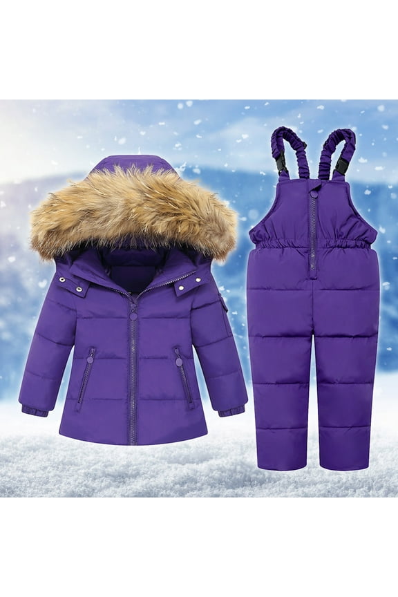 Toddler Snow Suits Boys Girls Hooded Down Jacket and Ski Pants Set Baby Cold Weather Snowsuit Coats Infant Winter Jumpsuit 1T-5T