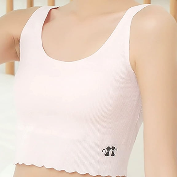 TMOYZQ Training Bras for Girls 8-10 Teens Cotton Training Bra-Racerback with Padded Seamless Crop Bra Workout Activewear Bralette