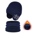 thumbnail image 1 of TMOYZQ Unisex Toddler Kids Winter Hats Scarf Set, Ribbed Cable Knit Soft Warm Thick Fleece Lining Earflap Hats Skull Caps Neck Warmer Set for 4-10 Year Old Baby Girls Boys, 1 of 5
