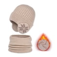 thumbnail image 1 of TMOYZQ Unisex Toddler Kids Winter Hats Scarf Set, Ribbed Cable Knit Soft Warm Thick Fleece Lining Earflap Hats Skull Caps Neck Warmer Set for 4-10 Year Old Baby Girls Boys, 1 of 6