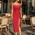 thumbnail image 1 of TMOYZQ Wedding Guest Dress for Women Spaghetti Straps Bodycon Maxi Dress Backless Thigh-High Slit Cocktail Party Dress, 1 of 8