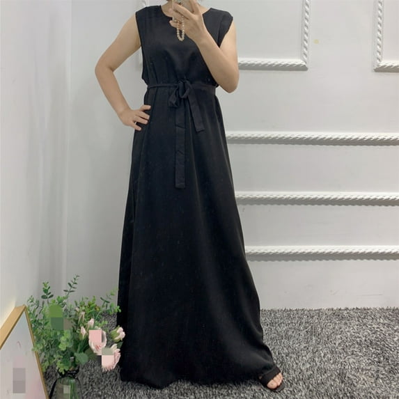 TMOYZQ Wedding Guest Dresses for Women Sleeveless Trendy Crew Neck Elegant Cocktail Dresses Lightweight Solid Color A Line Homecoming Dresses