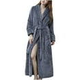 thumbnail image 1 of TMOYZQ Women Waffle Flannel Fleece Shawl Collar Full-Length Bathrobe Fuzzy Plush Long Robe Soft Warm Spa Bathrobe Housecoat Nightgown Sleepwear with Pockets, 1 of 9