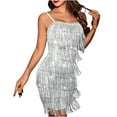 thumbnail image 1 of TMOYZQ Women's 1920s Spaghetti Strap Tassels Flapper Bodycon Mini Dresses Layered Fringe Sleeveless Short Dress Cocktail Party Latin Dance Ballroom Dress Clubwear, 1 of 7