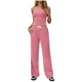 thumbnail image 1 of TMOYZQ Women's 2 Piece Outfits Lounge Sets Sleeveless Crewneck Tank Tops and Wide Leg Pants Going Out Athletic Sets, 1 of 5