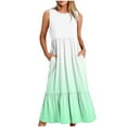 thumbnail image 1 of TMOYZQ Women's 2024 Summer Gradient Color Ruffle Hem Flowy Long Maxi Dress Casual Short Sleeve A Line Beach Party Vacation Sundresses Cocktail Dresses with Pockets, 1 of 4