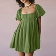 thumbnail image 1 of TMOYZQ Women's 2025 Summer Short Puff Sleeve Casual Short Mini Dresses Tie Back Square Neck A-Line Sundress, 1 of 9