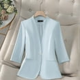thumbnail image 1 of Cxenplz Women's 3/4 Sleeve Blazer 2025 Summer Lightweight Fully-Lined Lapel Button Casual Work Jacket Pockets, 1 of 5