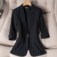 thumbnail image 1 of Cxenplz Women's 3/4 Sleeve Blazer Jacket Bussiness Casual Striped Suit Jacket Work Lightweight Blazers, 1 of 4