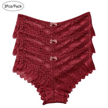 Women's 5-Pack Floral Lace Bikini Panties - Cotton/Spandex, Sizes M L XL, WA
