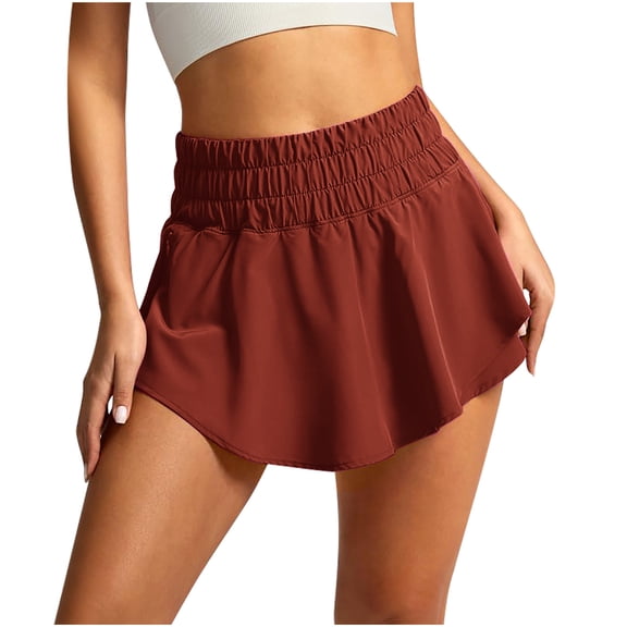 TMOYZQ Women's Athletic Shorts High Waisted Quick Dry Shorts Flowy Ruffle Skirt Front Workout Tennis Running Sports Shorts