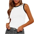 thumbnail image 1 of TMOYZQ Women's Basic Tank Tops Summer Sleeveless Striped Form Fitting Crew Neck Ribbed Knit Basic Cami Shirts Lounge Bodysuit Tank Tops, 1 of 8