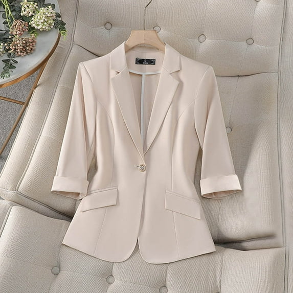 Cxenplz Women's Blazers Spring Summer Half Sleeve Office Coat Top All Match Stylish Jacket Blazer