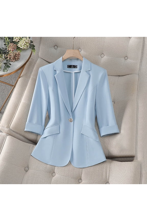 Women's Blazers Spring Summer Half Sleeve Office Coat Top All Match Stylish Jacket Blazer