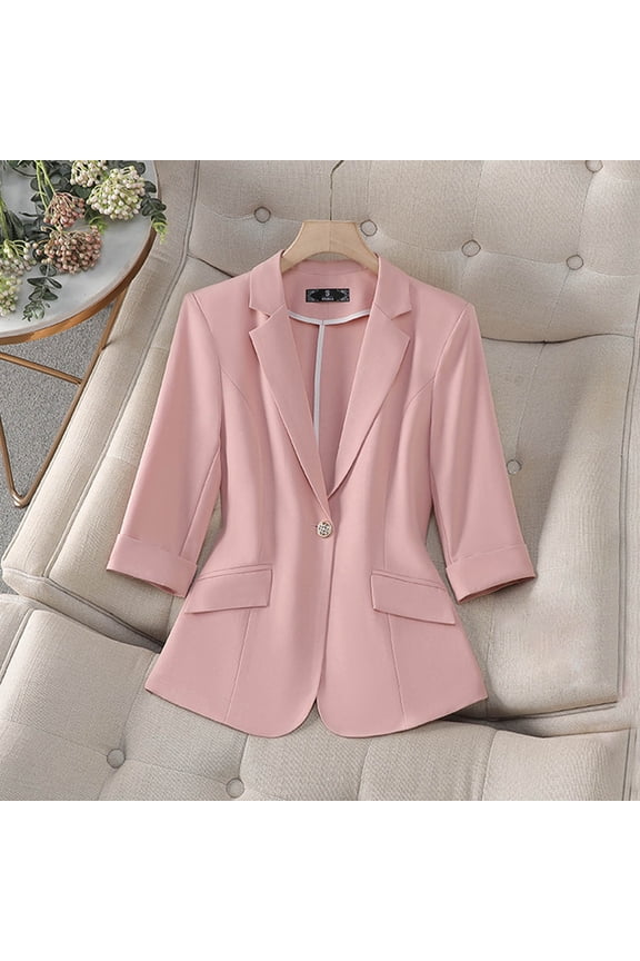 Women's Blazers Spring Summer Half Sleeve Office Coat Top All Match Stylish Jacket Blazer