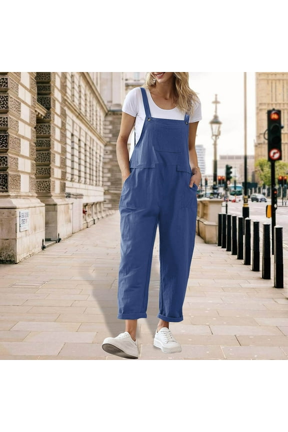 Women's Boho Jumpsuits Summer Casual Wide Leg Overalls Loose Fit Baggy Rompers with Pockets