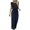 thumbnail image 1 of TMOYZQ Womens Summer Jumpsuits Dressy Casual Ruffle Sleeveless One Piece Outfits Vacation Beach Wide Leg Long Pants Rompers Overalls, 1 of 5