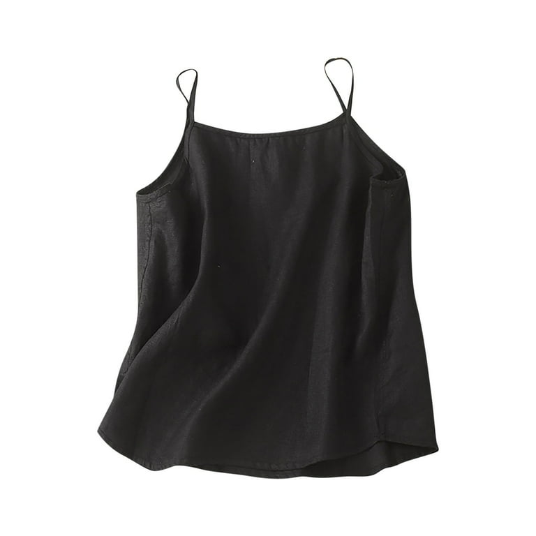 TMOYZQ Women's Cotton Linen Cami Tank Top Summer Sleeveless