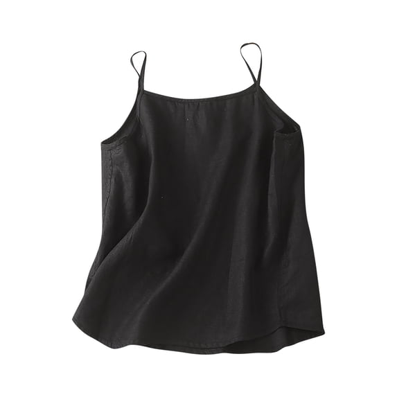 TMOYZQ Women's Cotton Linen Cami Tank Top Summer Sleeveless Spaghetti Straps Basic Camisole Tops Lightweight Loose Comfy Undershirts