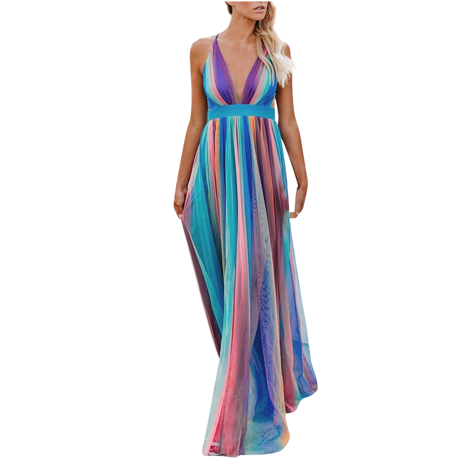 Maxi Dress Elegant For Women Long Sleeves Deep V-Neck Backless.