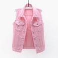 thumbnail image 1 of Cxenplz Women's Denim Jacket Buttoned Up Streetwear Sleeveless Crop Vest Jacket, 1 of 6
