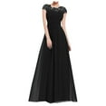 thumbnail image 1 of TMOYZQ Women's Elegant Floral Lace Ruched A-Line Wedding Guest Maxi Dress Chiffon Evening Cocktail Party Dresses Bridesmaid Dress Formal Prom Gowns, 1 of 6