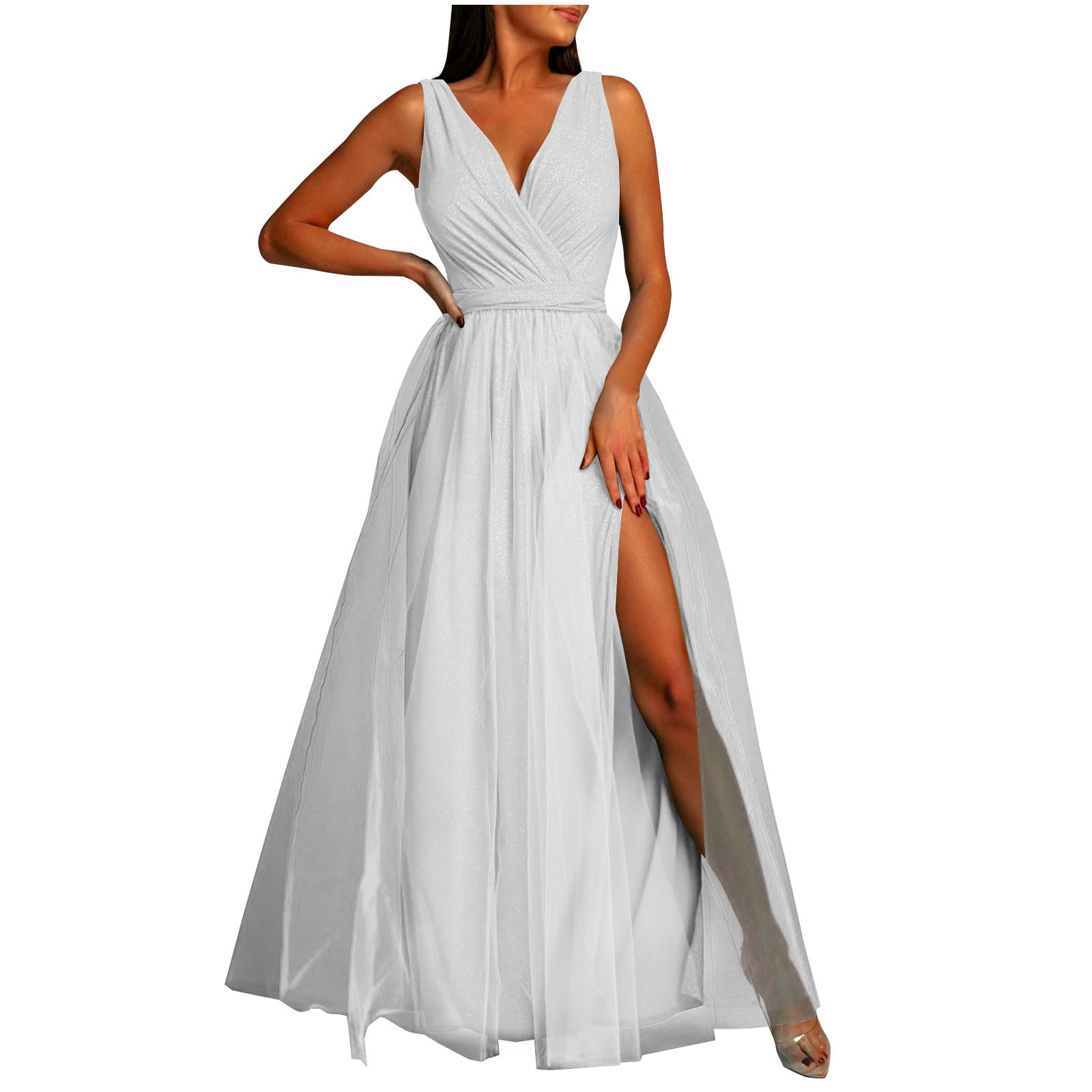Elegant Strapless Maxi Gown with High Split for Evening Glamour