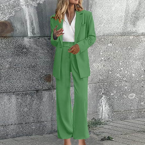 TMOYZQ Women's Elegant Suits Long Sleeve Lapel Button Blazers and Pants Fashion 2 Piece Outfits Casual Fall Business Office Party Suit Sets